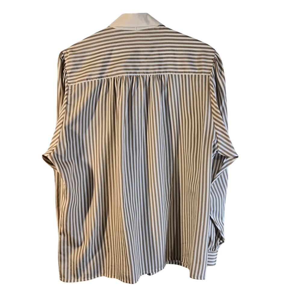 Counterparts Striped Blouse Size 12 Long Sleeve Collared Polyester Shirt [0403] - Picture 3 of 8